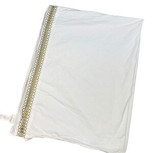 Lilly Pulitzer x Pottery Barn Twin XL White Flat Sheet Gold Embroidered‎ Trim
